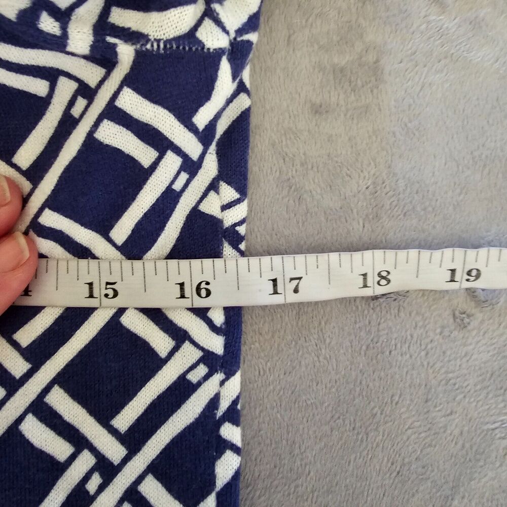 LL Bean Cardigan Sweater Top Womens Small Blue White Supima Cotton Long Sleeve - Picture 5 of 8